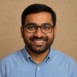 warm smile on a beige background